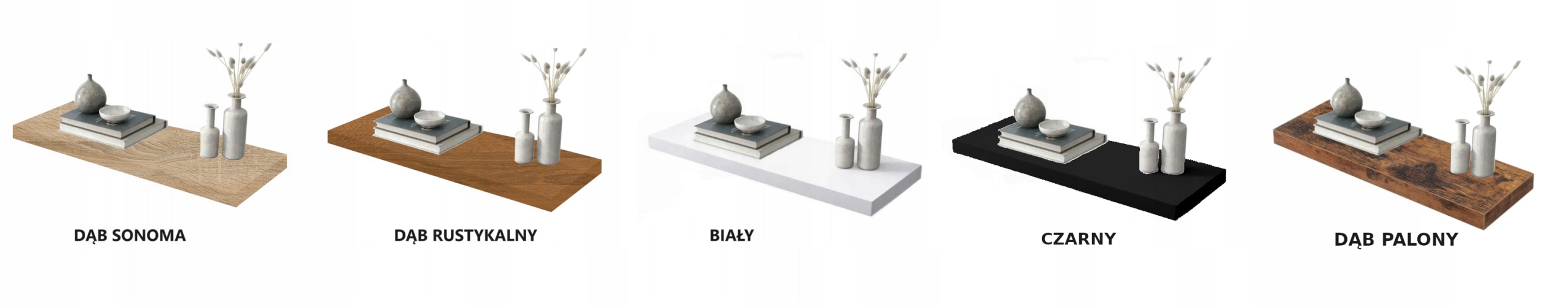 Półka Ścienna Wisząca ARLES 50CM Komplet 1 Sztuki Materiał drewno