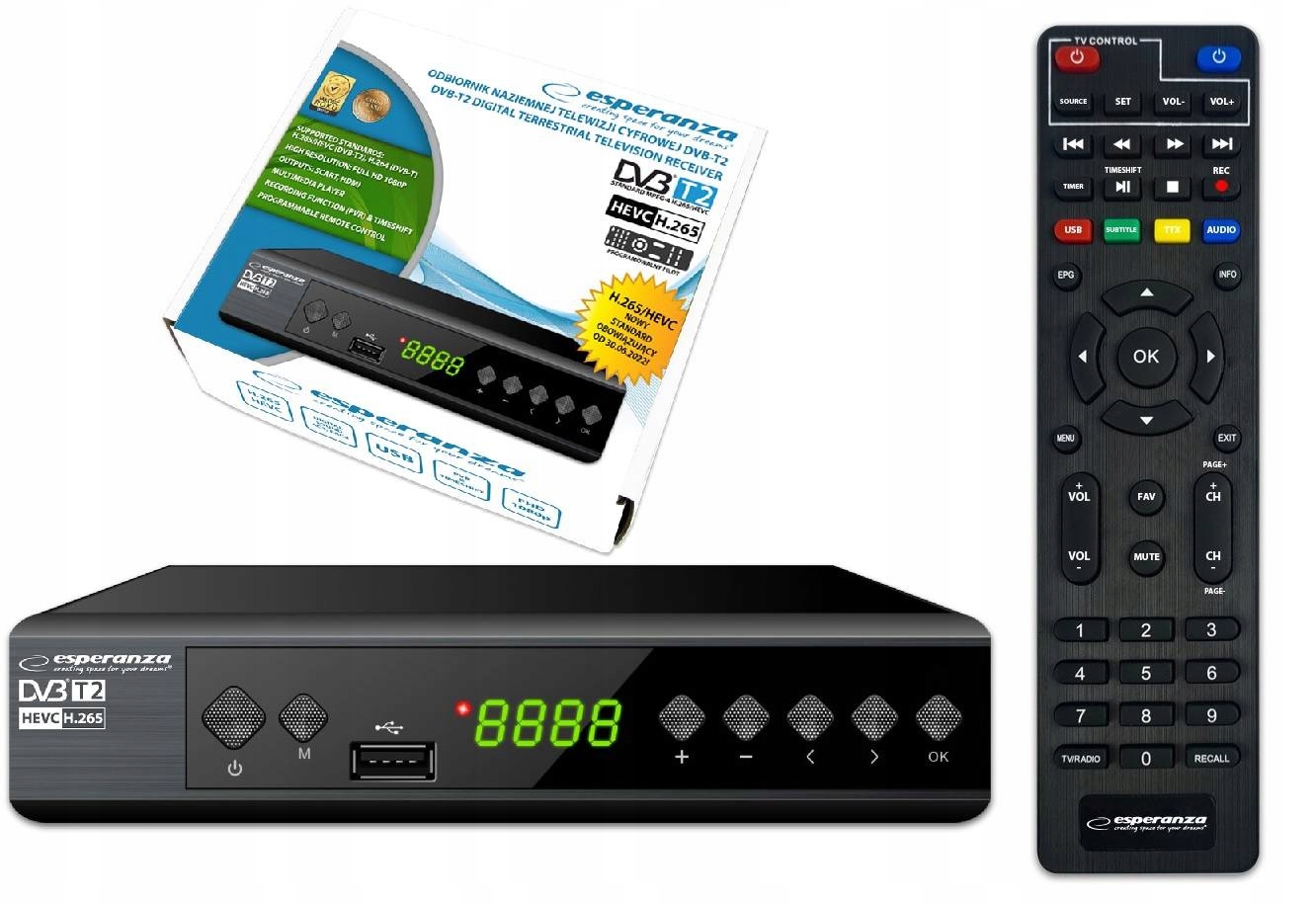 

Dekoder Tuner Tv Naziemnej Hd DVB-T2 Hevc H.265