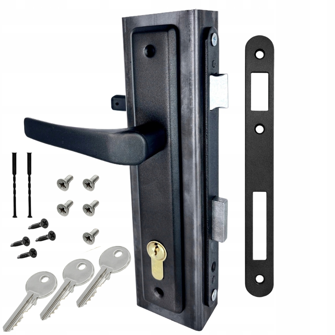 Zámková krabice 60X40 Se Zámkem, Klikou, Vložkou, Sada Na Bránu Mati, Barva Černá