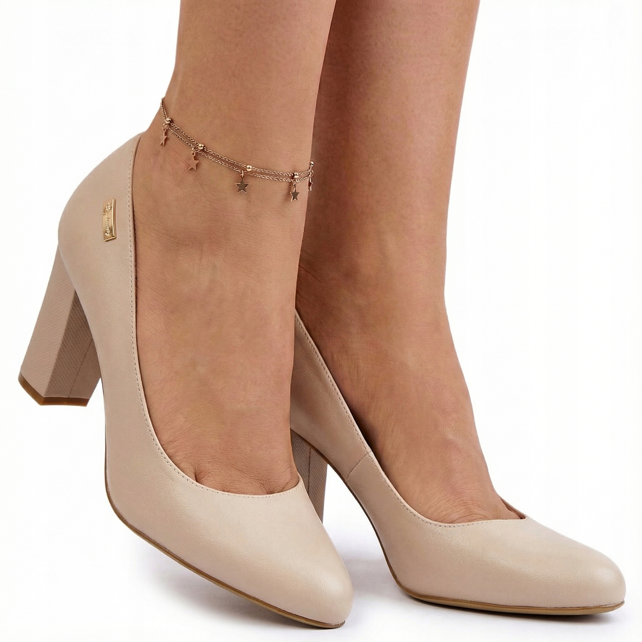 Czółenka Damskie Na Słupku Sergio Leone PB130 Cielisty Eko Skórzane 36