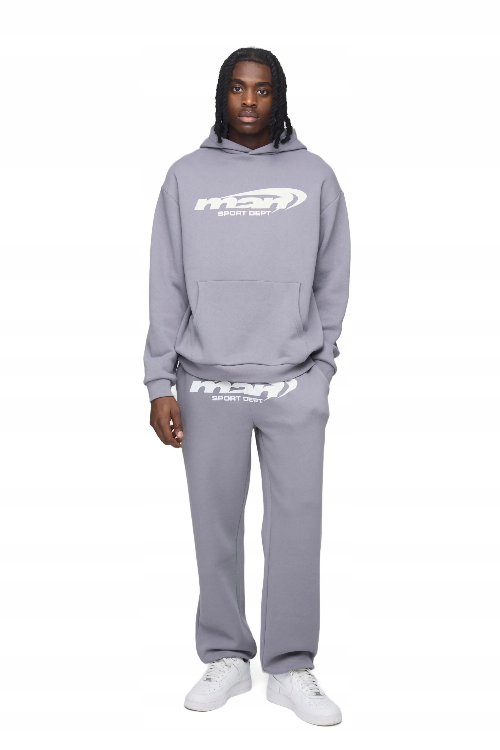 Boohooman Šedý Teplákovka Pánský S Kapucí A Potiskem Man Sport Dept L Z3A