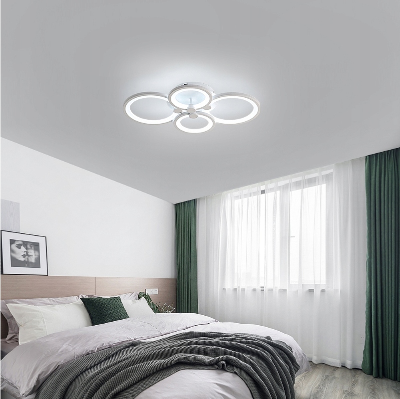 ŚCIEMNIALNA LAMPA SUFITOWA LED BIAŁY DO SALONU NOWOCZESNA PILOT 3000K-6500K Zasilanie sieciowe