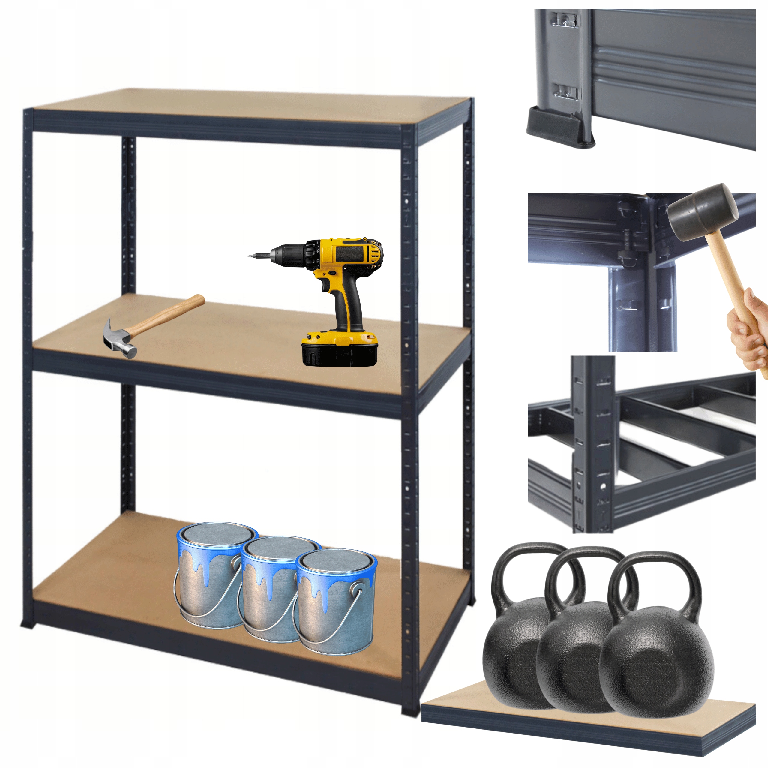 Kovový skladový regál Premium Helios 90x110x45 cm 3Px350 kg