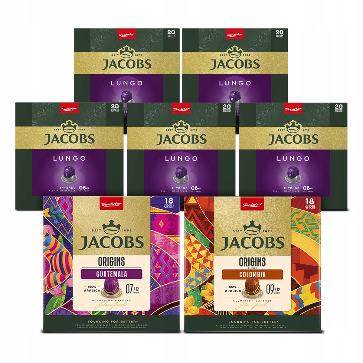 Kapsułki do Nespresso(r)* Jacobs Lungo, Origins, 6+1 opakowanie Gratis!