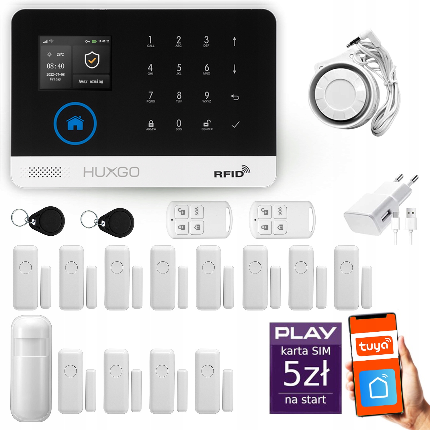 Bezdrôtový alarm Gsm WiFi, Sms, Tuya, alarmová sada Huxgo HXA003