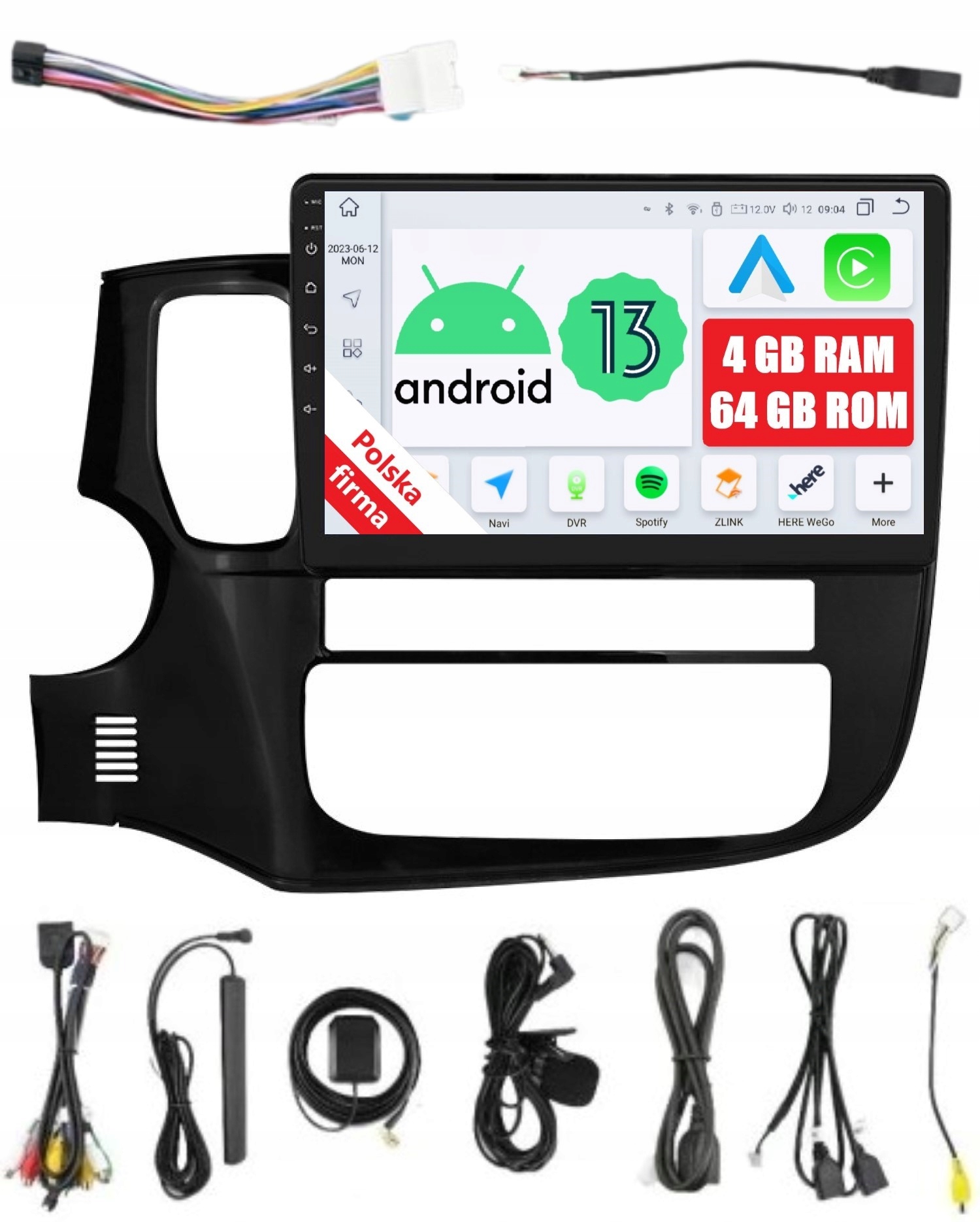 Navigace Rádio 2DIN Android Mitsubishi Outlander III 4 Gb Carplay Dsp Lte
