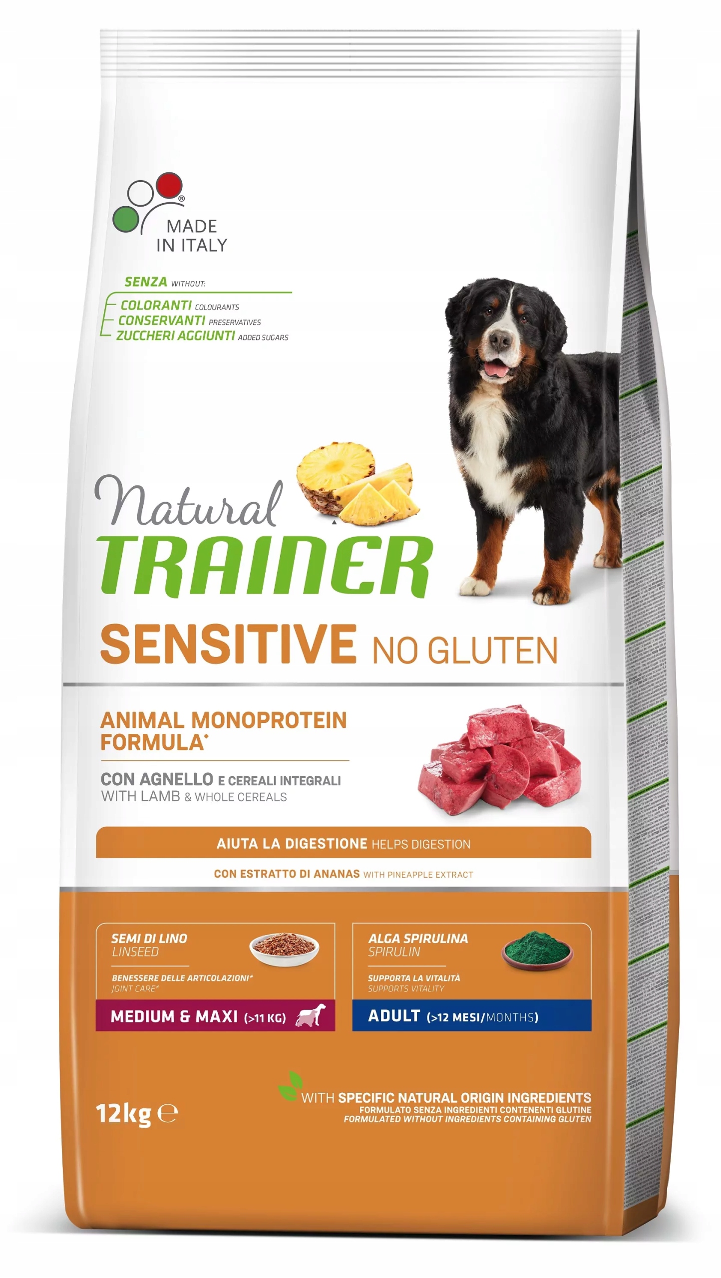 Levně Trainer Natural Sensitive No gluten Adult M/M jehněčí 12 kg