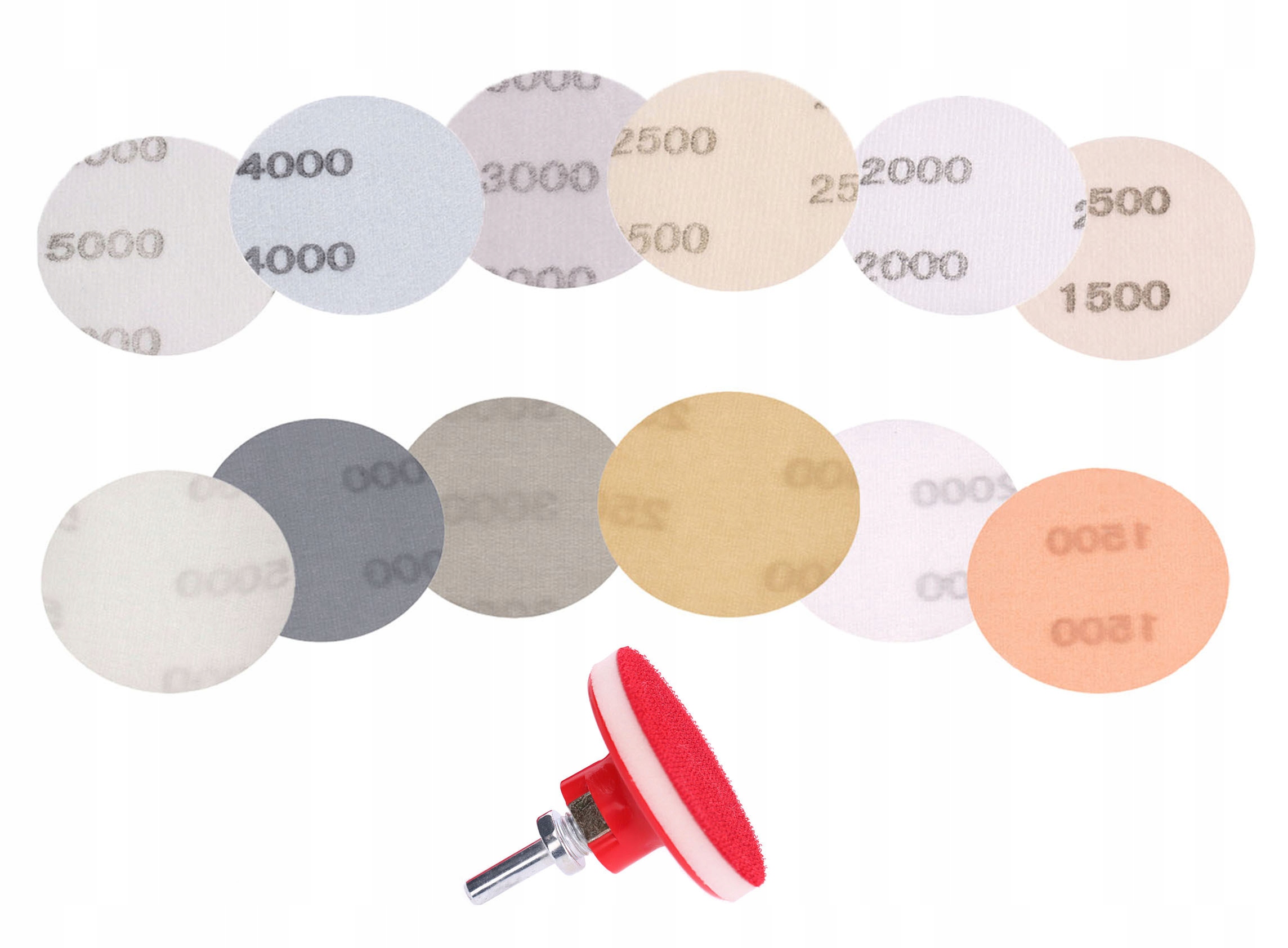 PAPIER WODNY KRĄŻKI 75mm P1500 - P5000 + TARCZA