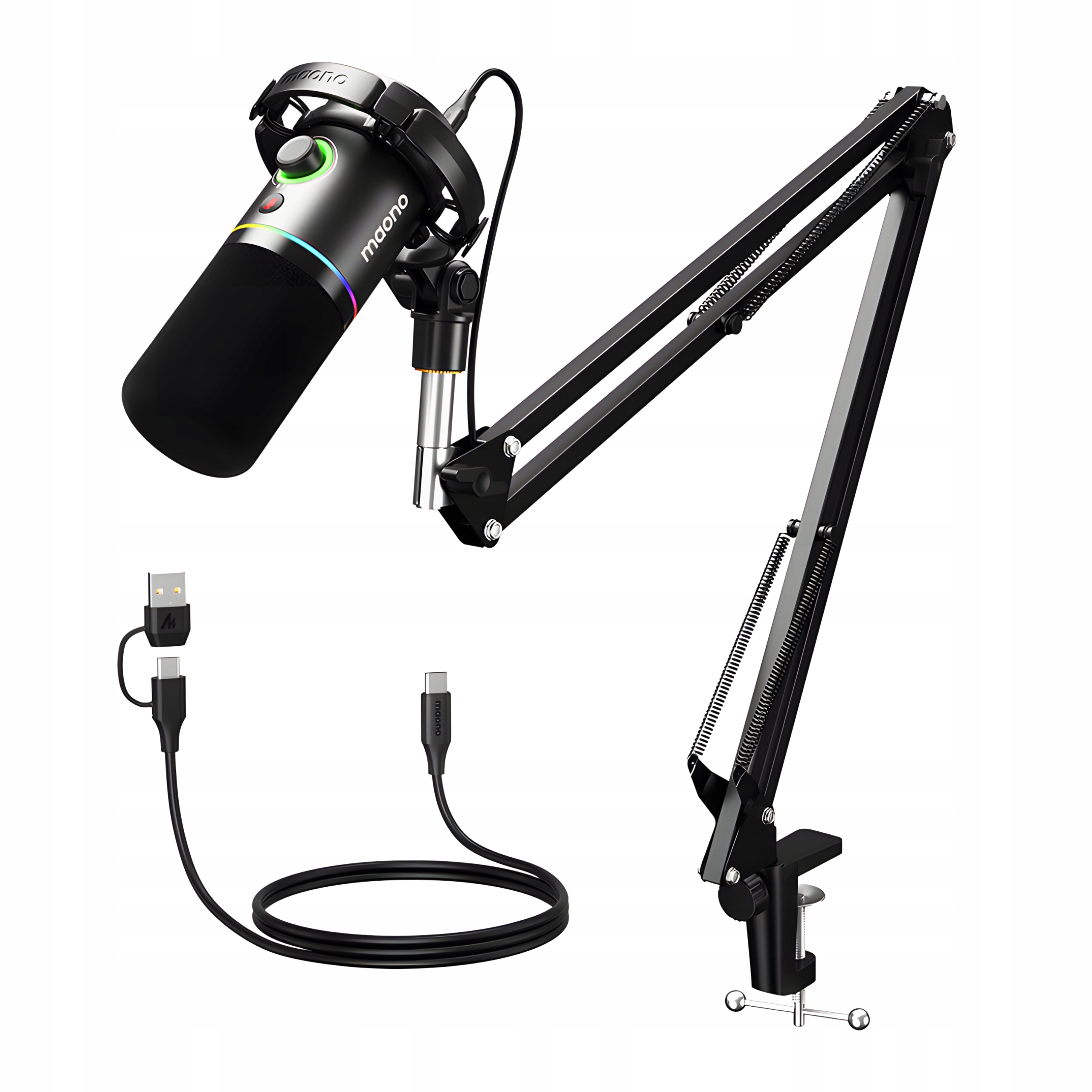 Dynamický mikrofón Maono PD200XS Študijný Usb Xlr pre spev Rgb podcastov