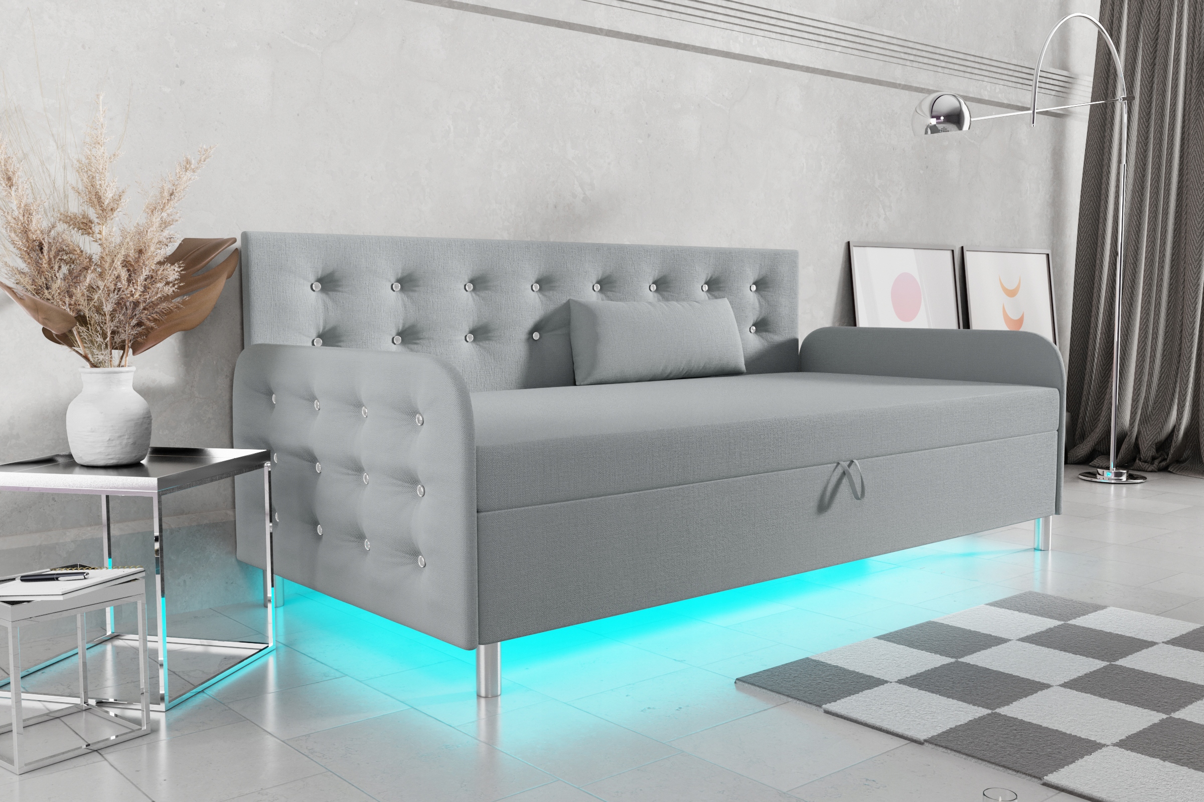

Tapczan z materacem Łóżko Blanka+ Led 100/200