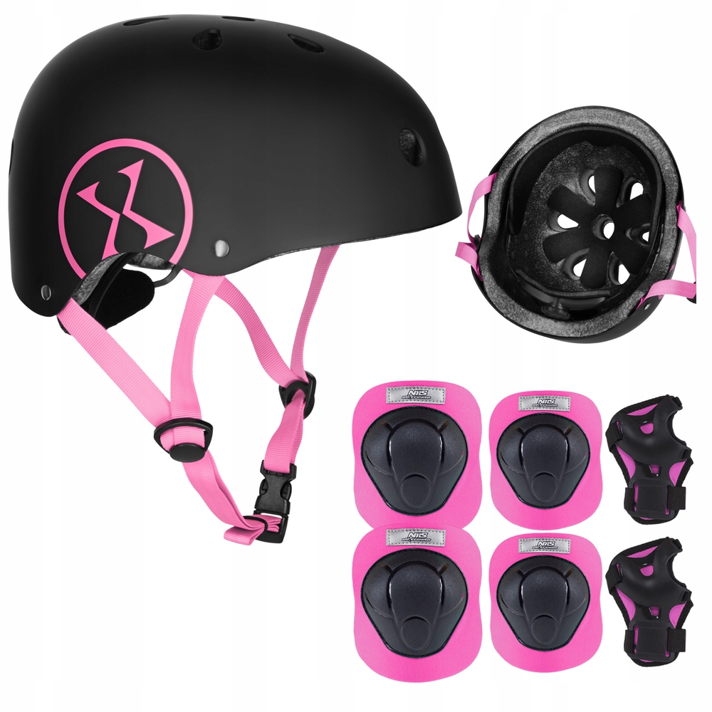 Kask Rowerowy Dziecięcy Regulowany Ochraniacze Komplet Na Rolki Hulajnogę