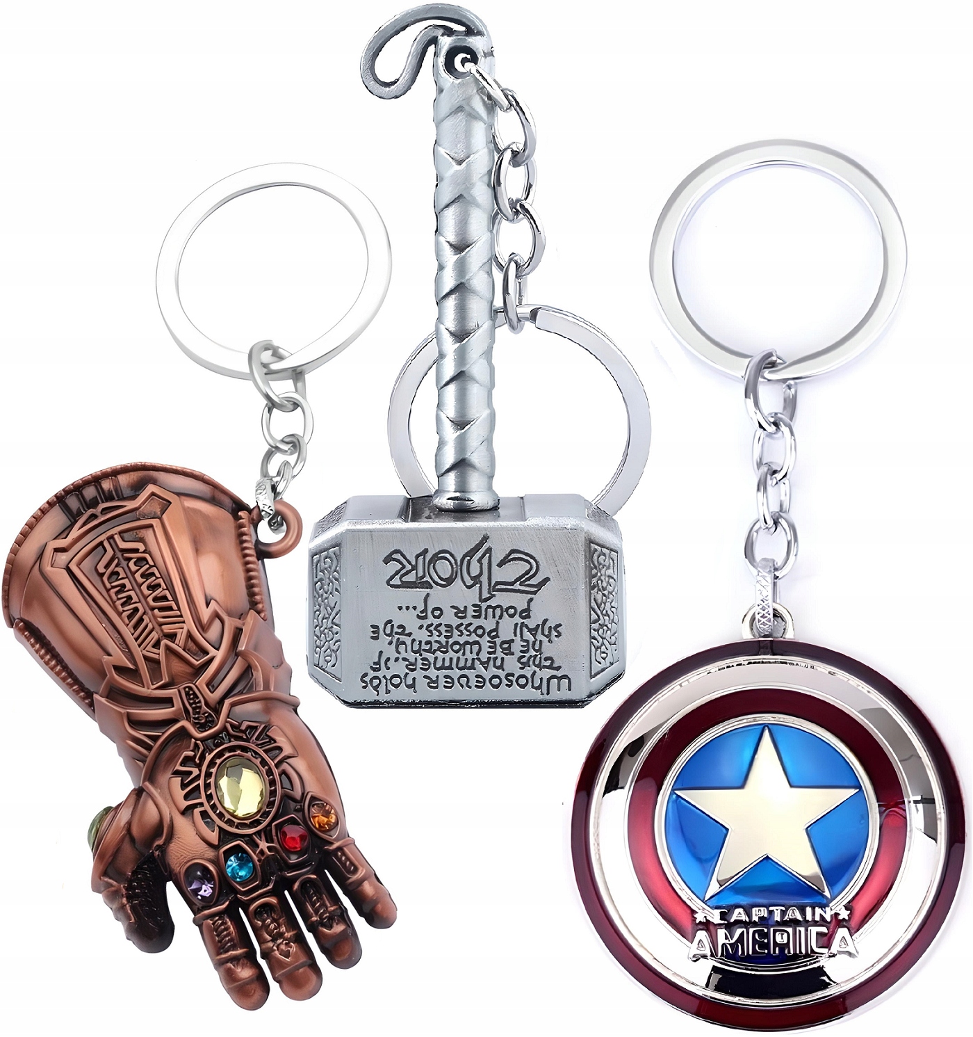 

3x Brelok Zawieszka Do Kluczy Thor Thanos Kapitan