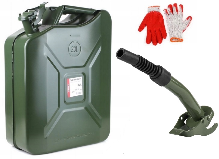 МЕТАЛЛИЧЕСКАЯ КАНИСТРА 20 Л + ЗЕЛЕНАЯ ТОПЛИВНАЯ ВОРОНКА