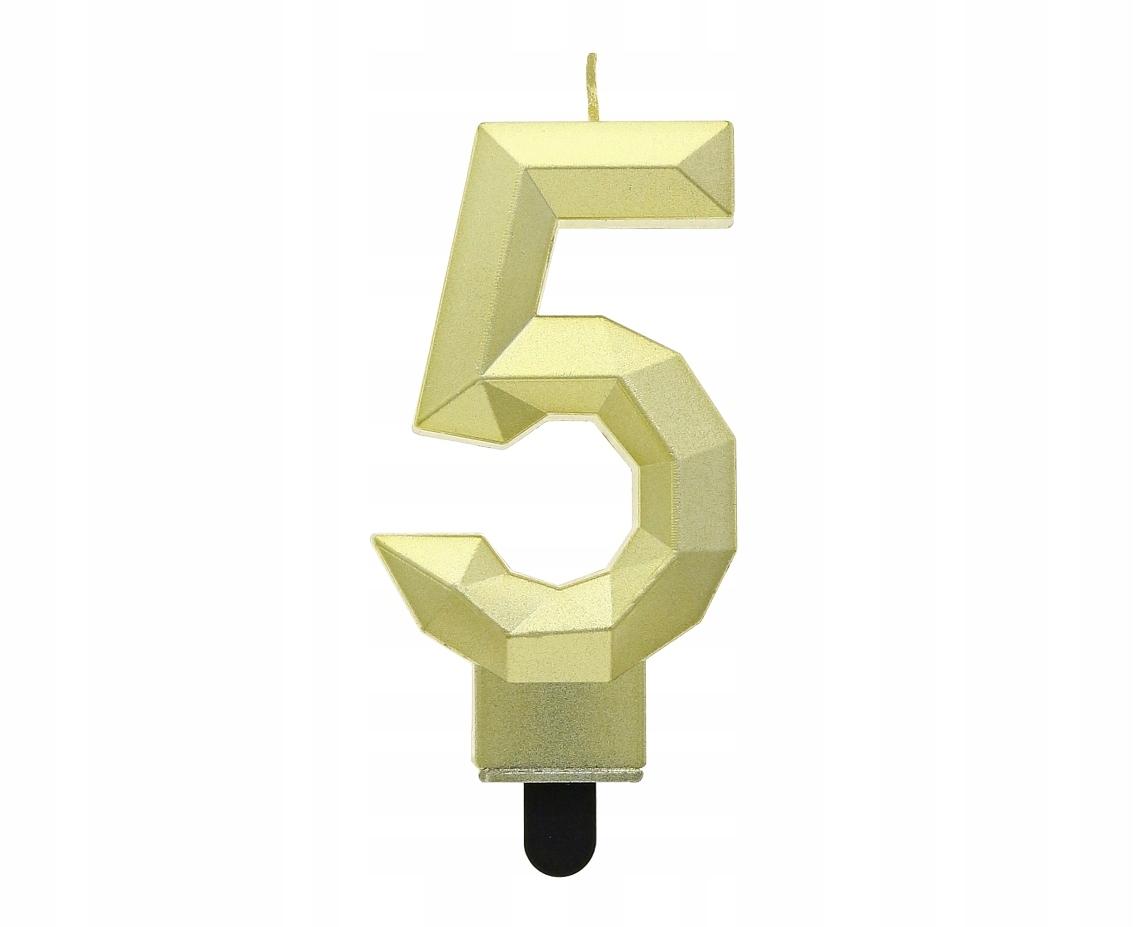 

Świeczka Cyfra 5 Diament Metalik Złoty 7,6 cm
