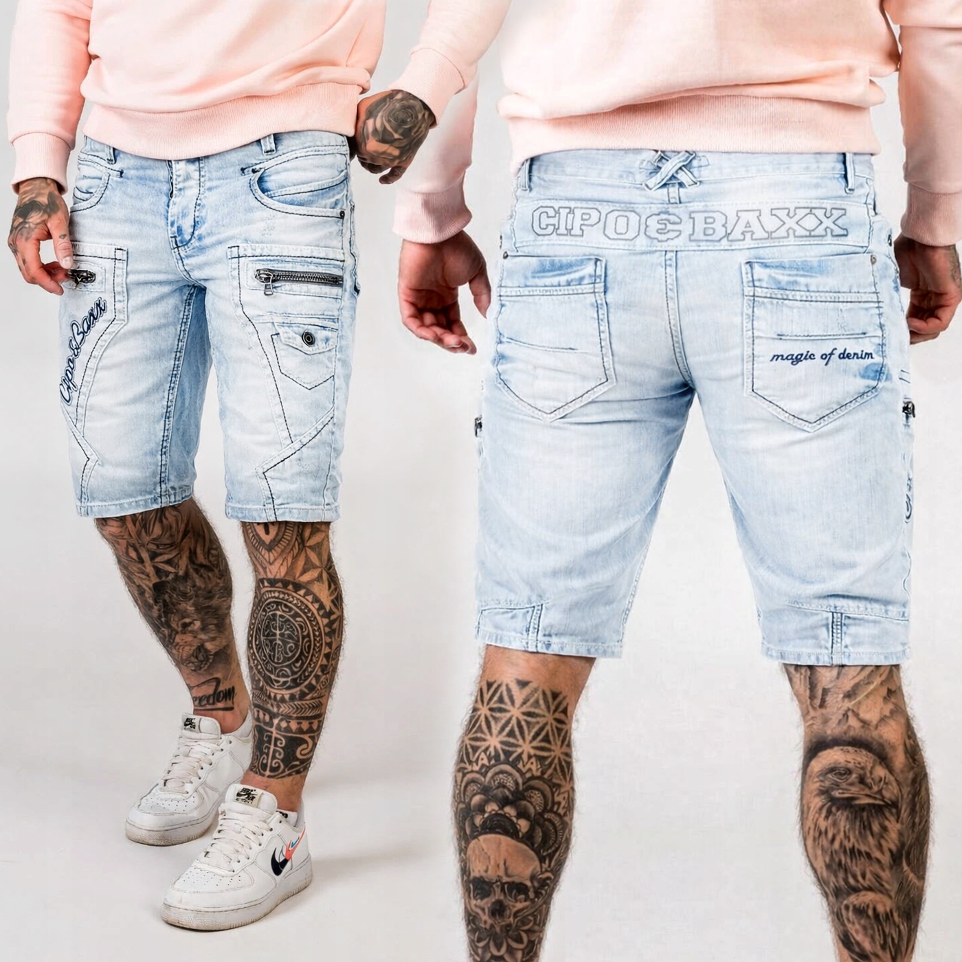 Kraťasy Light Blue Denim Jeans Cipo Baxx
