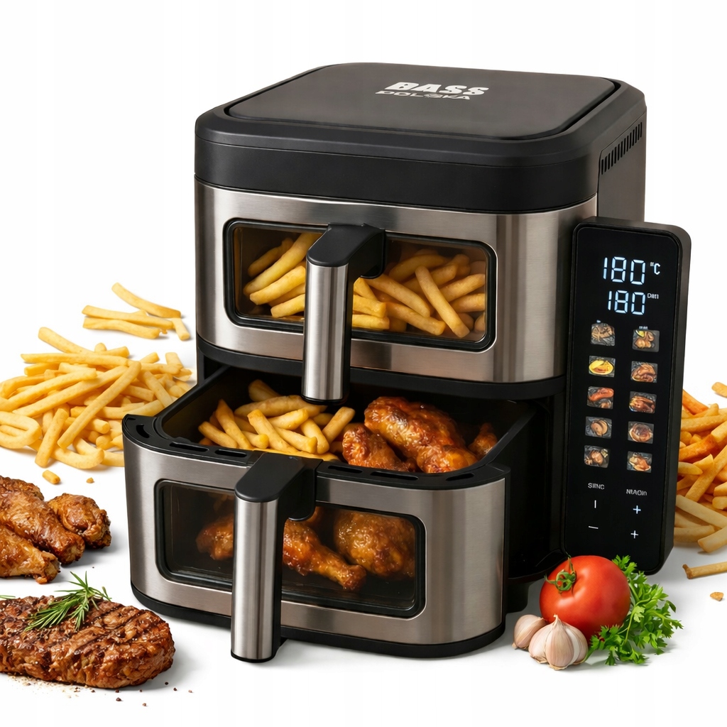 Frytkownica Beztłuszczowa Dwukomorowa Podwóna 11L 2800W Panel LCD