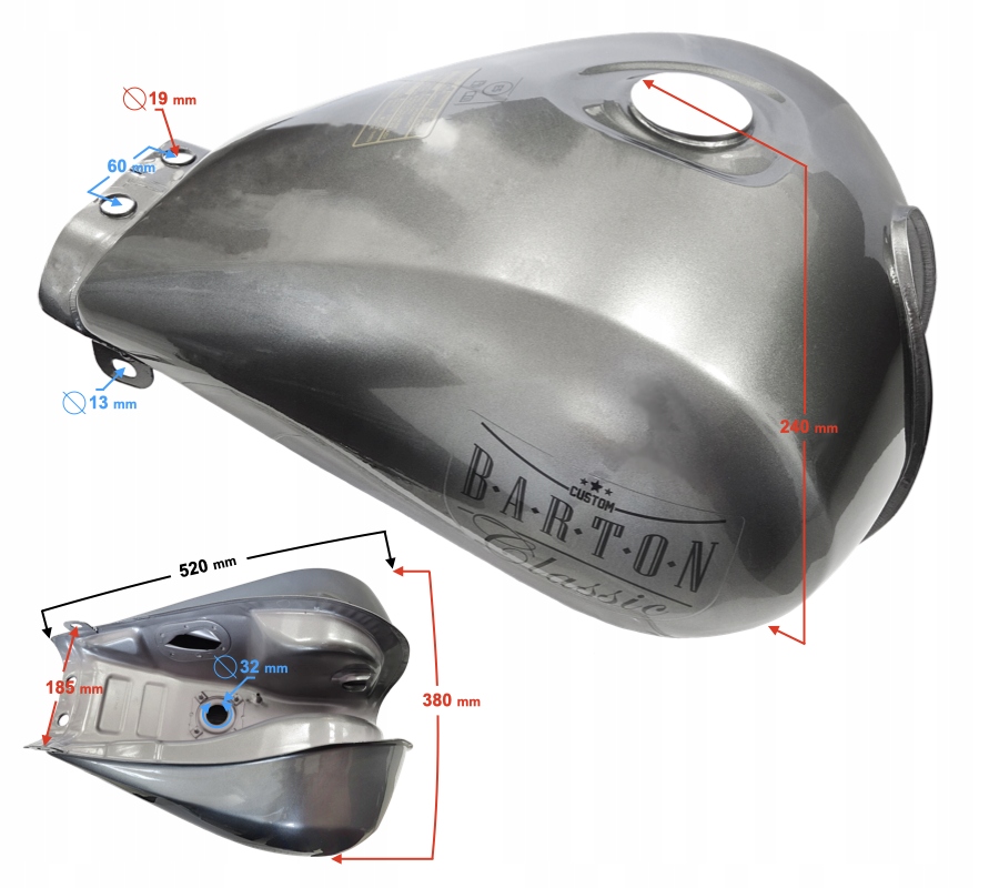 Stříbrná Palivová Nádrž Classic 125 (euro 5) Martinelli