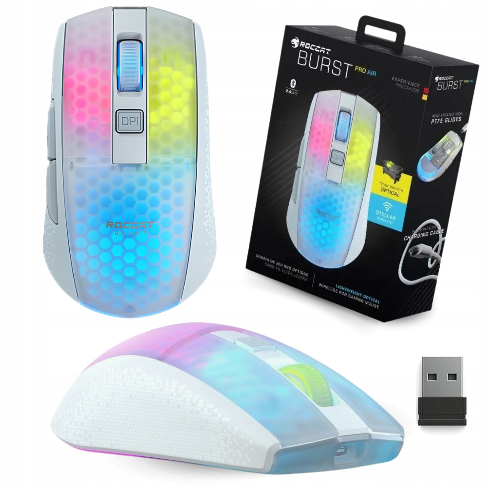 Oryginalna Mysz bezprzewodowa Roccat Burst Pro Air sensor optyczny 19K Dpi