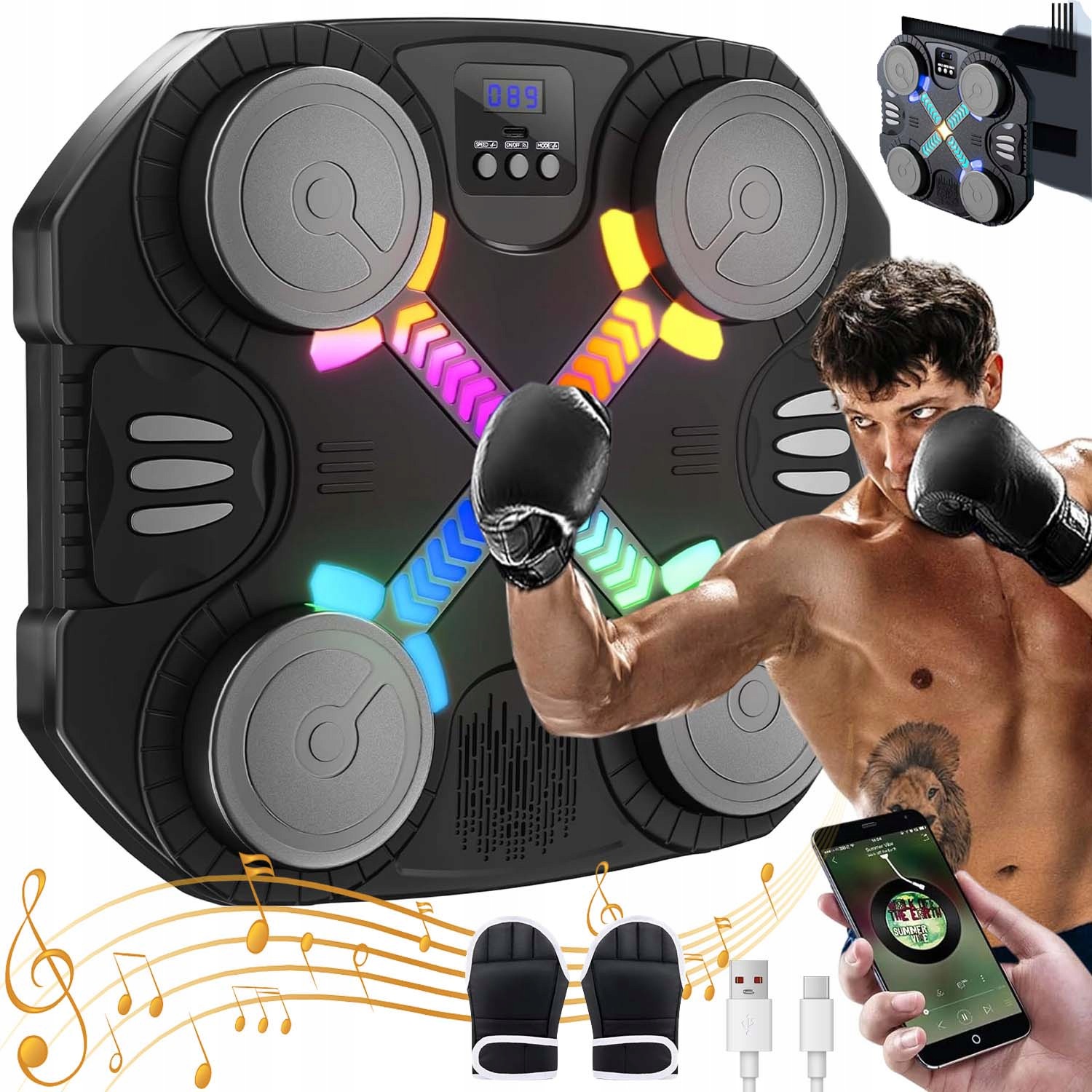 Music Boxing Machine Boxovací Stěna Hudební Štít Bluetooth Rukavice