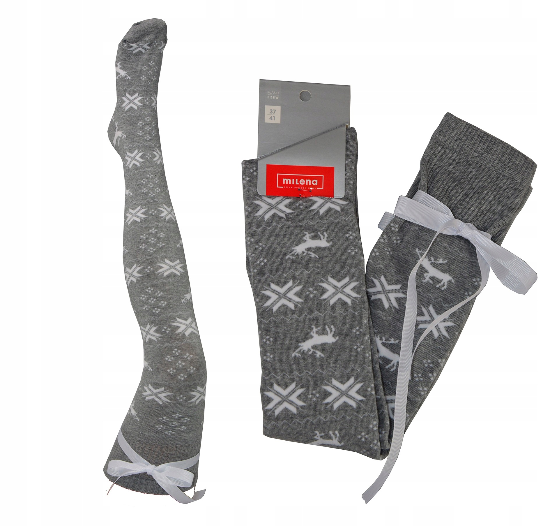 

Milena Świąteczne Szare Zakolanówki Damskie 37-41