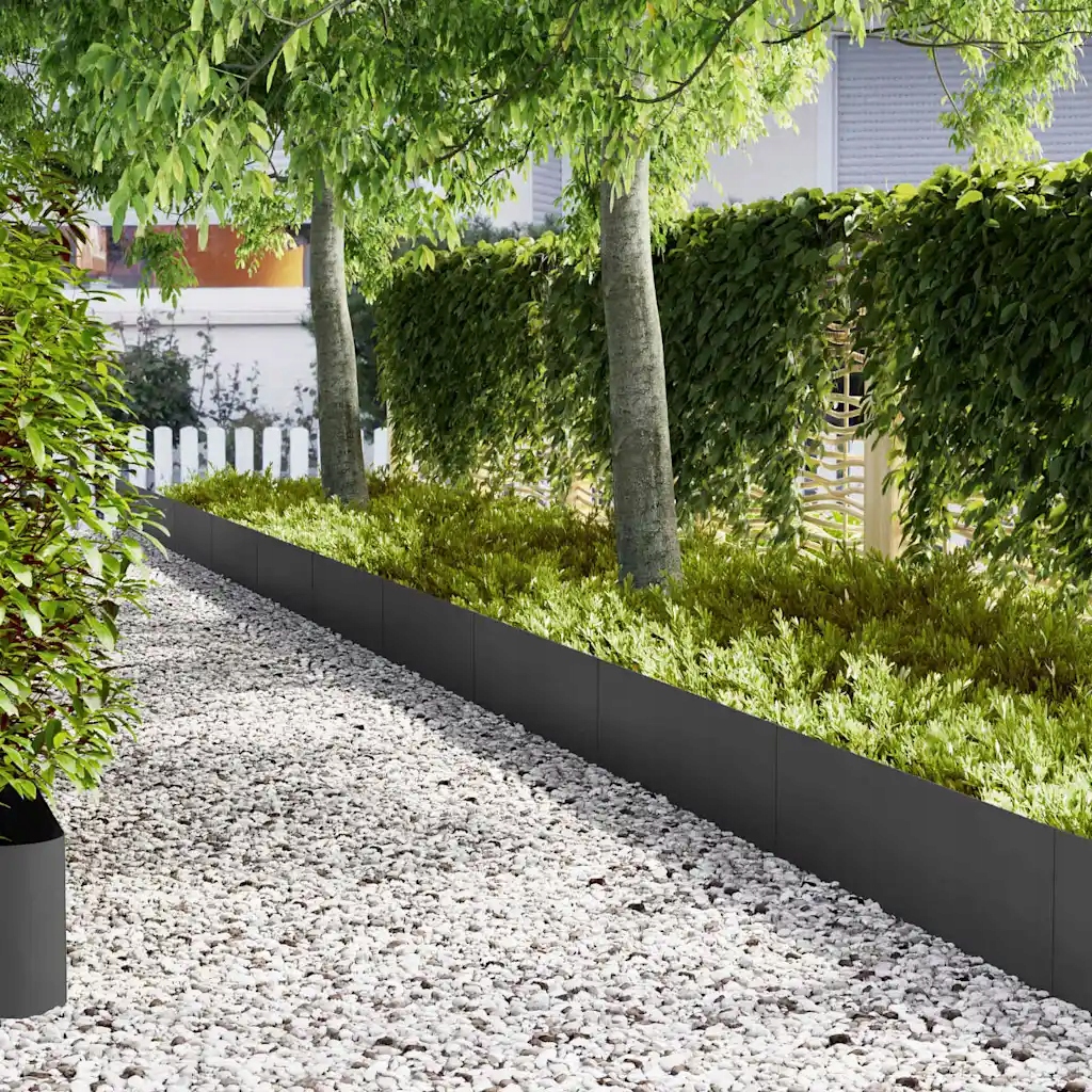 vidaXL Okraj trávníku 30 pcs Černá 100 x 0,05 x 20 cm