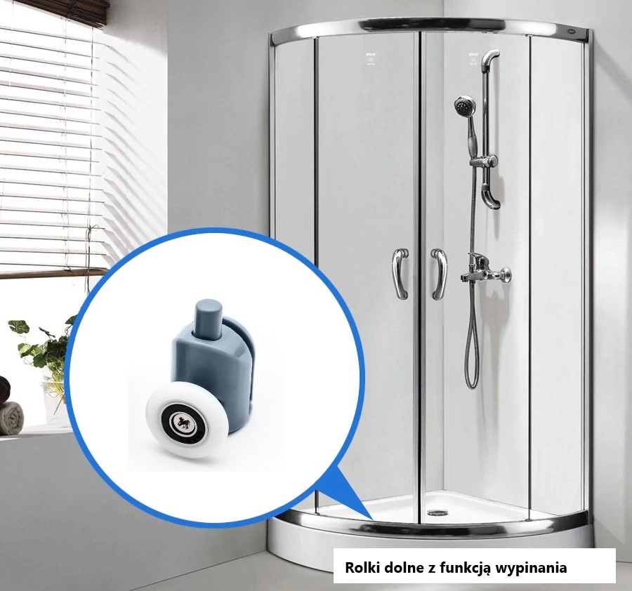 KOMPLET ROLEK do kabiny prysznicowej 25mm - 8szt. Średnica 25 mm