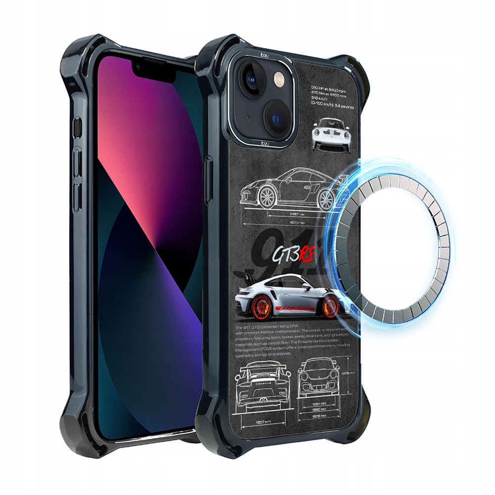 Pouzdro pro iPhone 13 Ibizu DropGuard Ultra s MagSafe, TechDrive, 911 GT3 Rs
