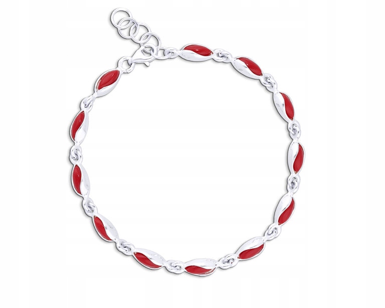 Stříbrný dámský náramek s červeným korálem ryzost 925