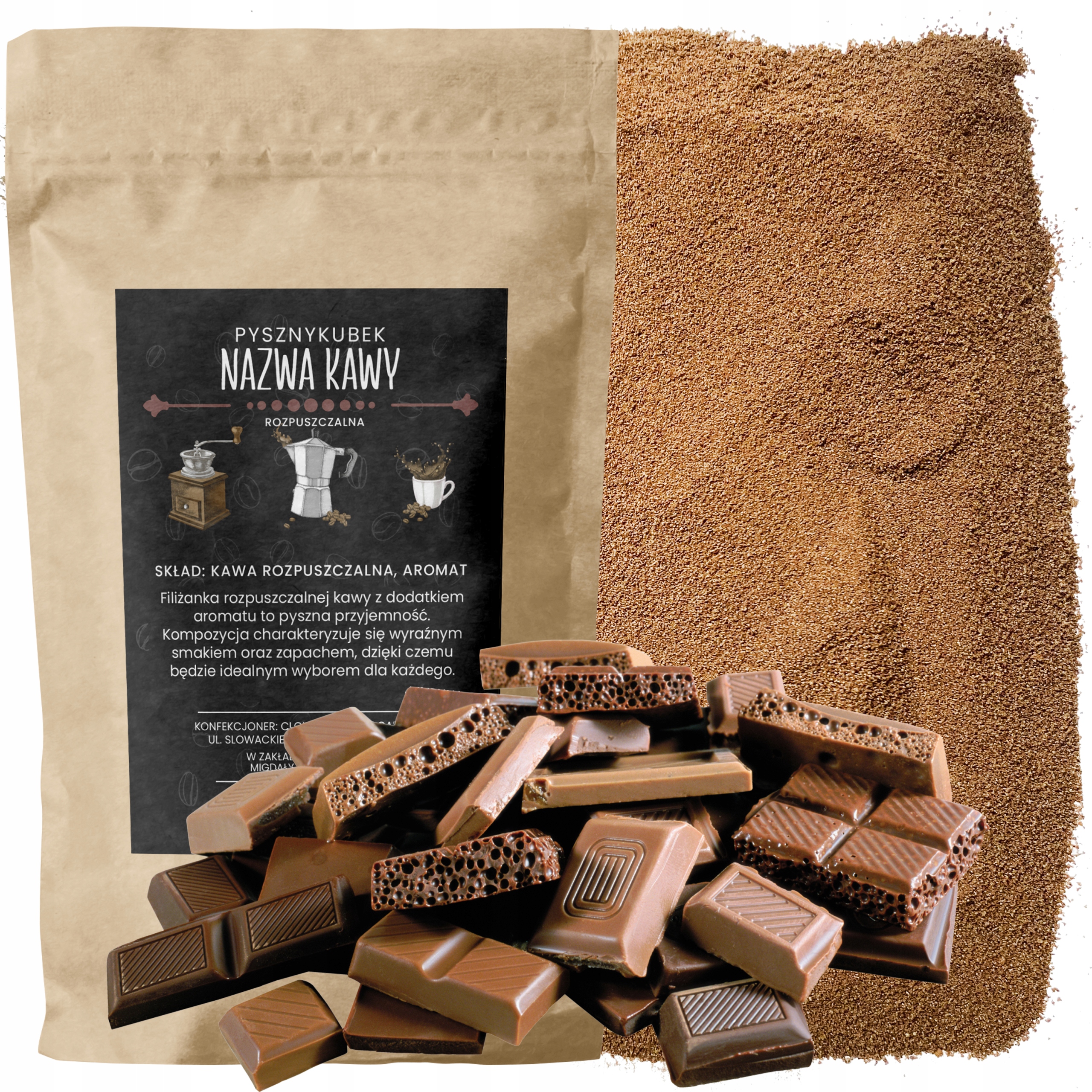Kawa Rozpuszczalna smakowa Czekoladowa 1000g 1KG jakość