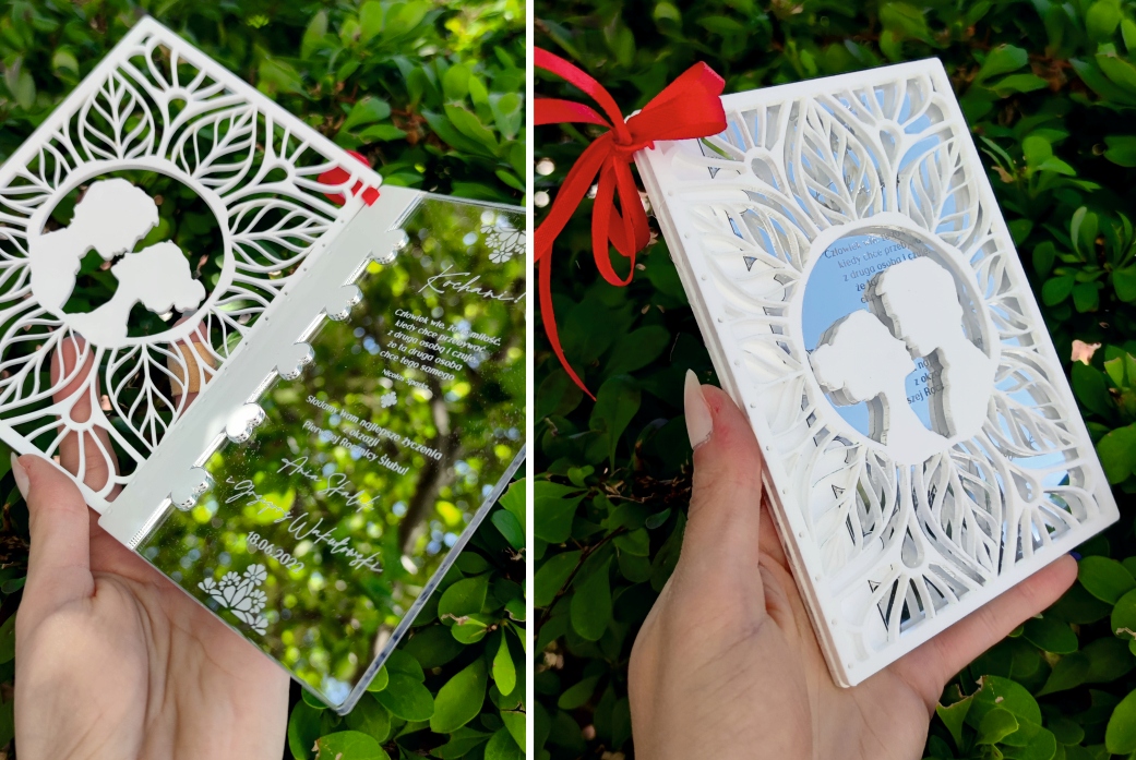 ZAPROSZENIE ŻYCZENIA ŚLUB WESELE lustrzane GLAMOUR Marka inny