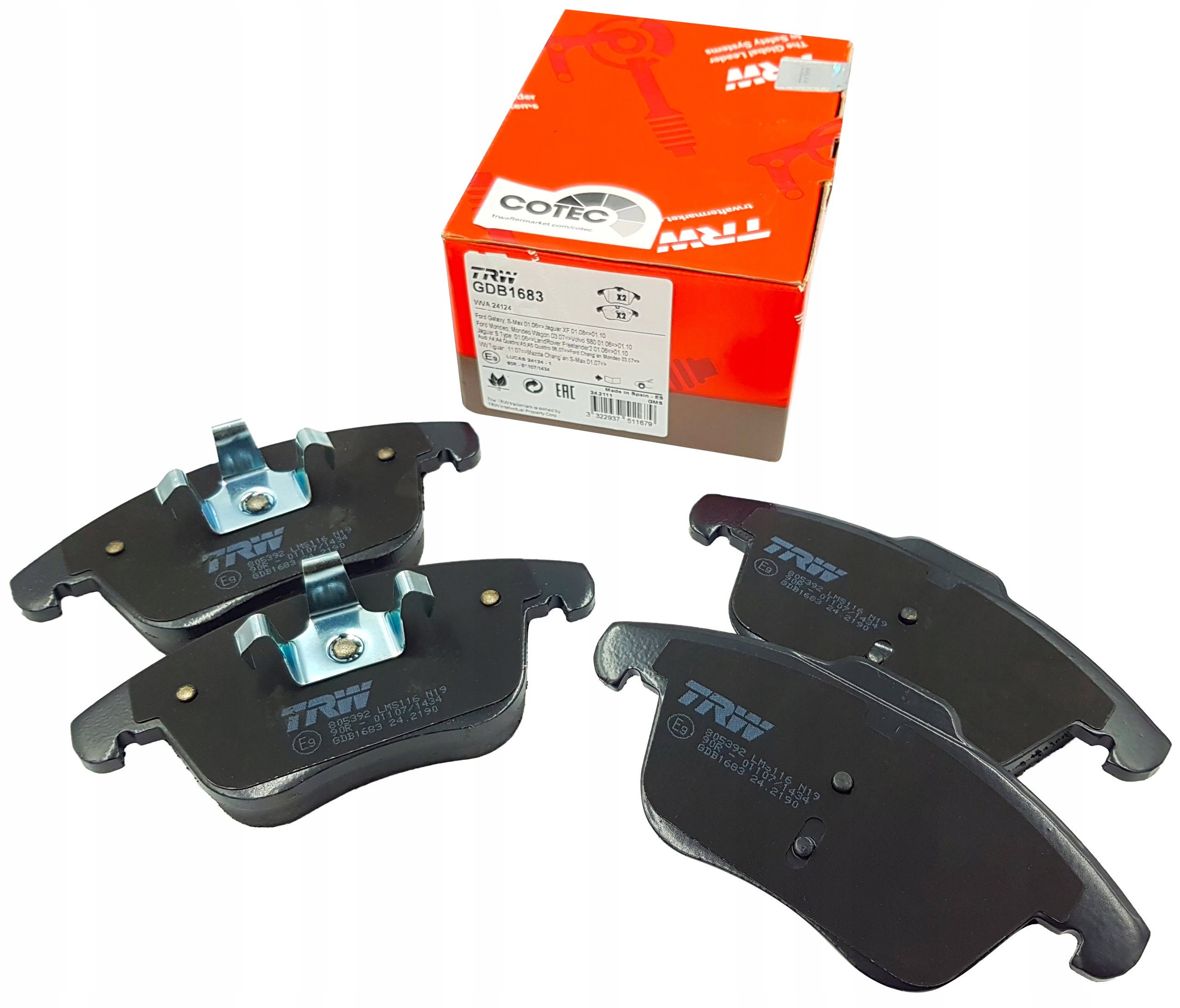 GDB1683 - ГАЛЬМІВНІ КОЛОДКИ TRW ПЕРЕДНІ FORD MONDEO MK4 GALAXY