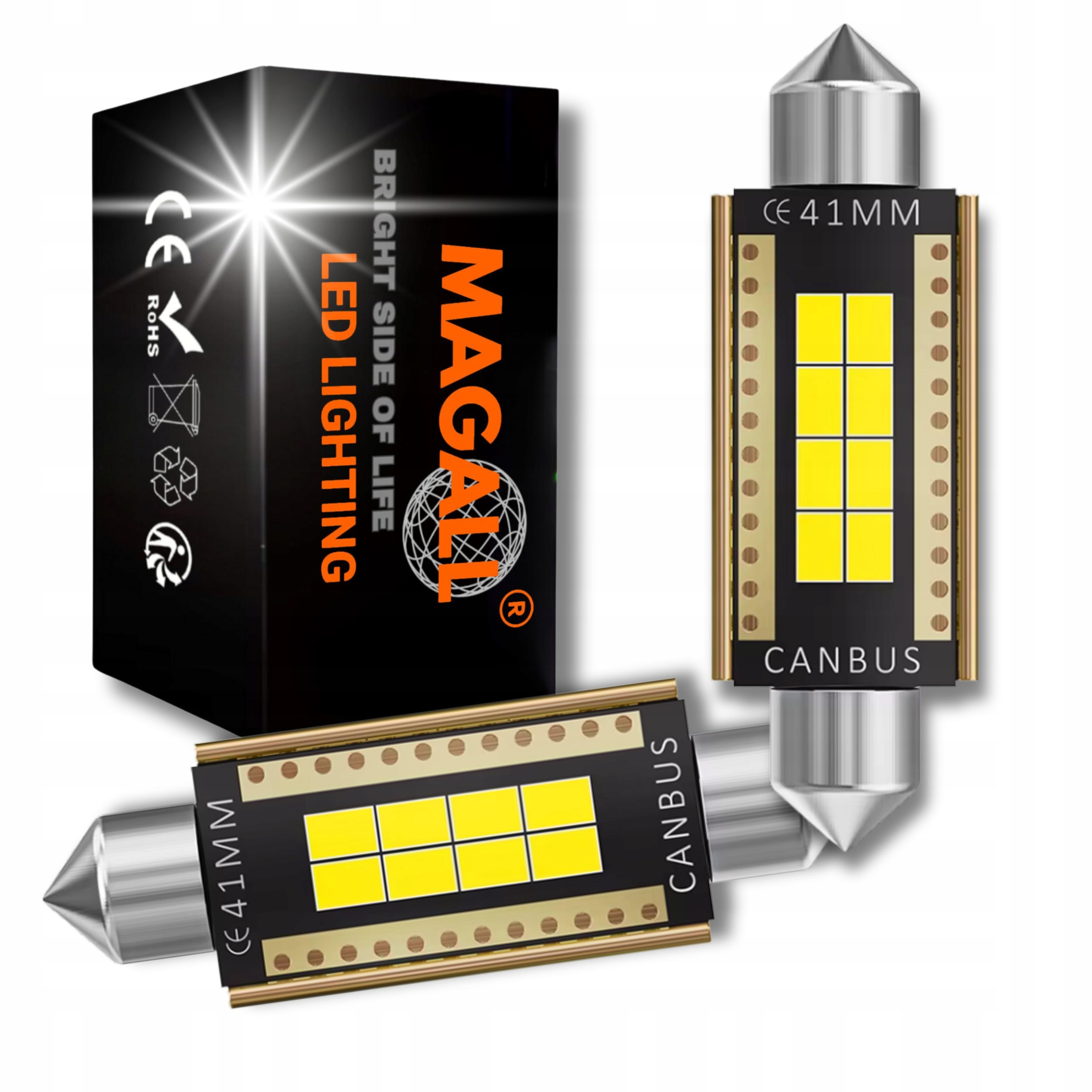 Żarówki C5W Led 41mm Canbus 6000K Magall M1 białe wnętrza tablicy bagażnika