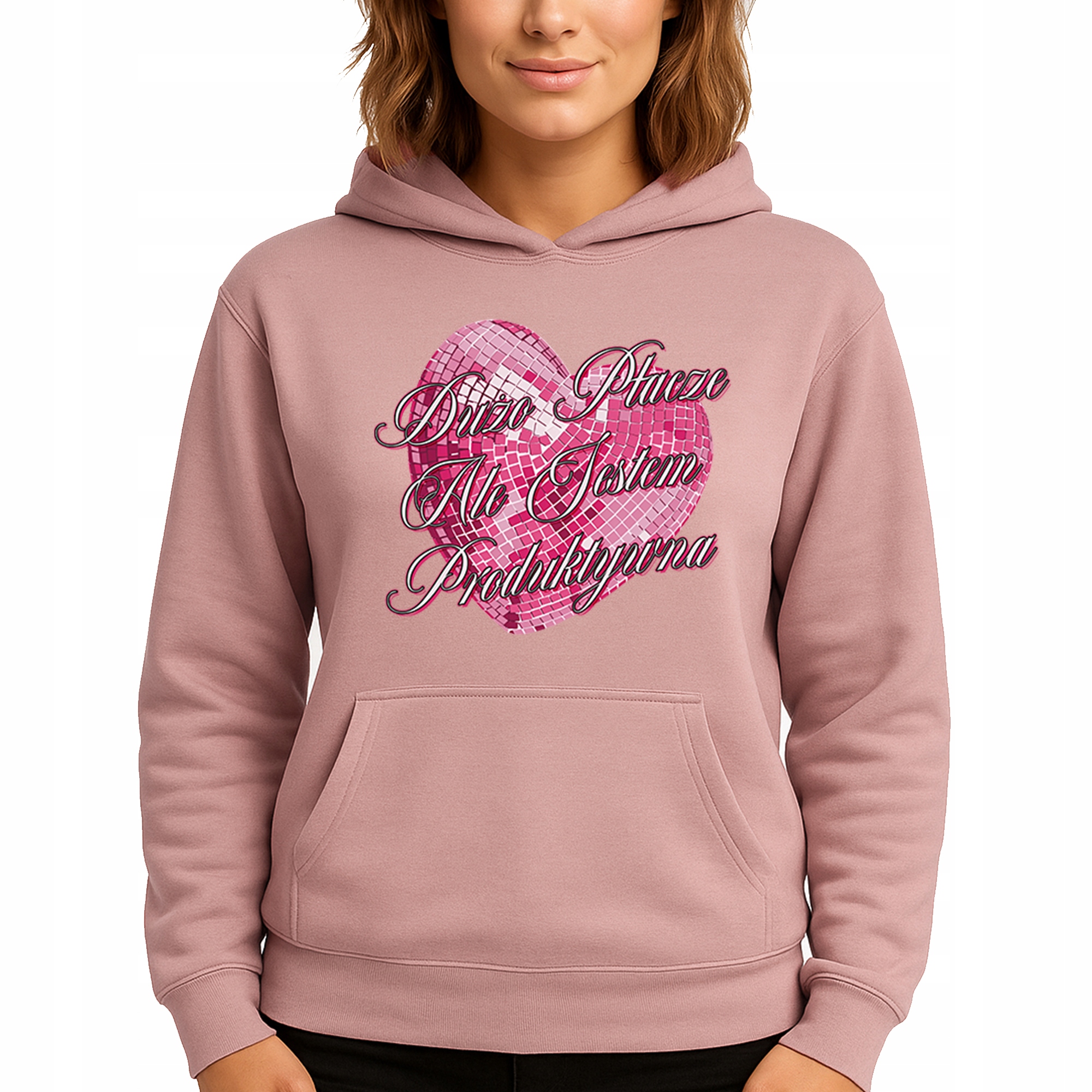 Mikina Růžová Hoodie S Kapucí Jako Dárek Jsem produktivní Vel M