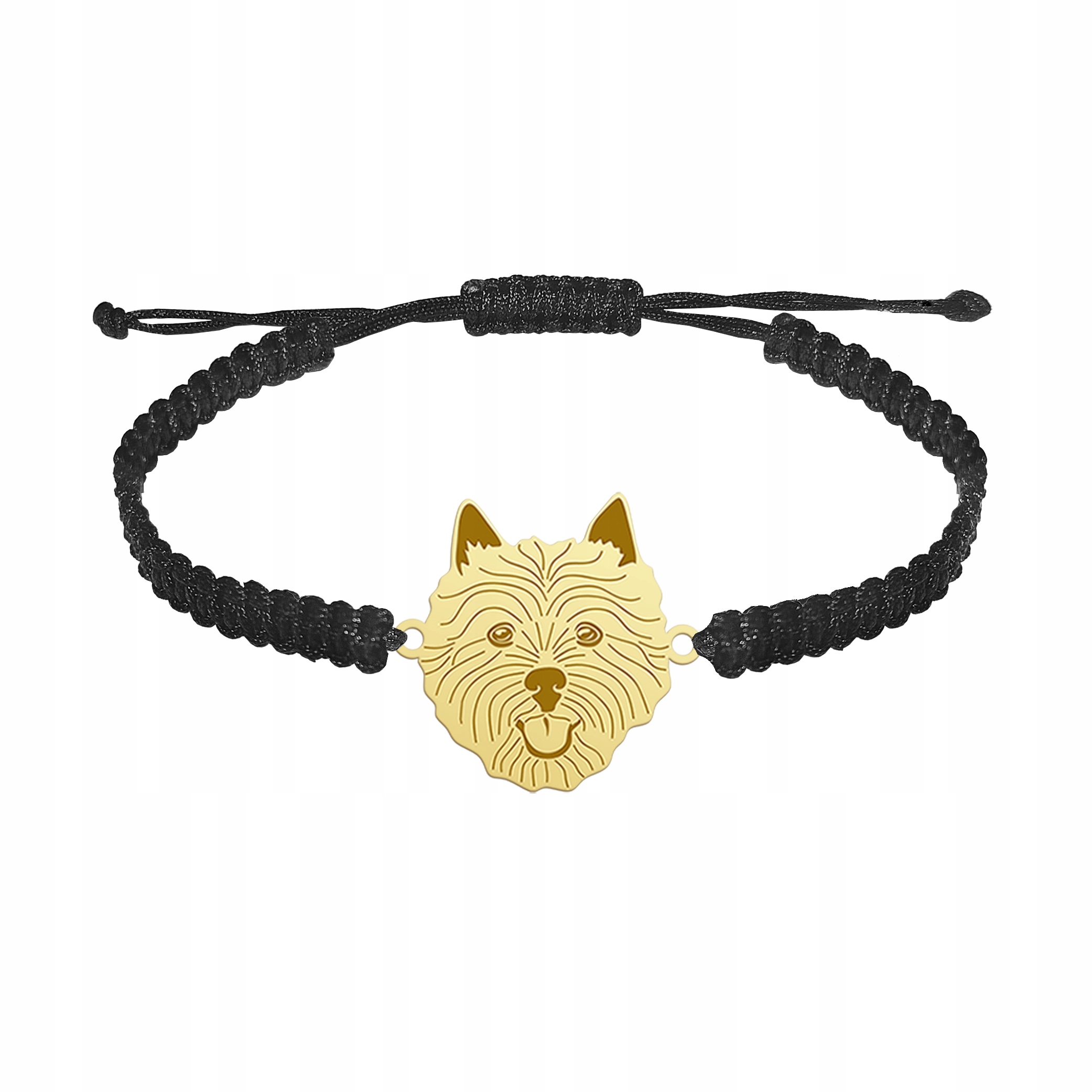 Zlatý náramek se psem Norwich Terrier Makramé 925 Šperky Gravírování
