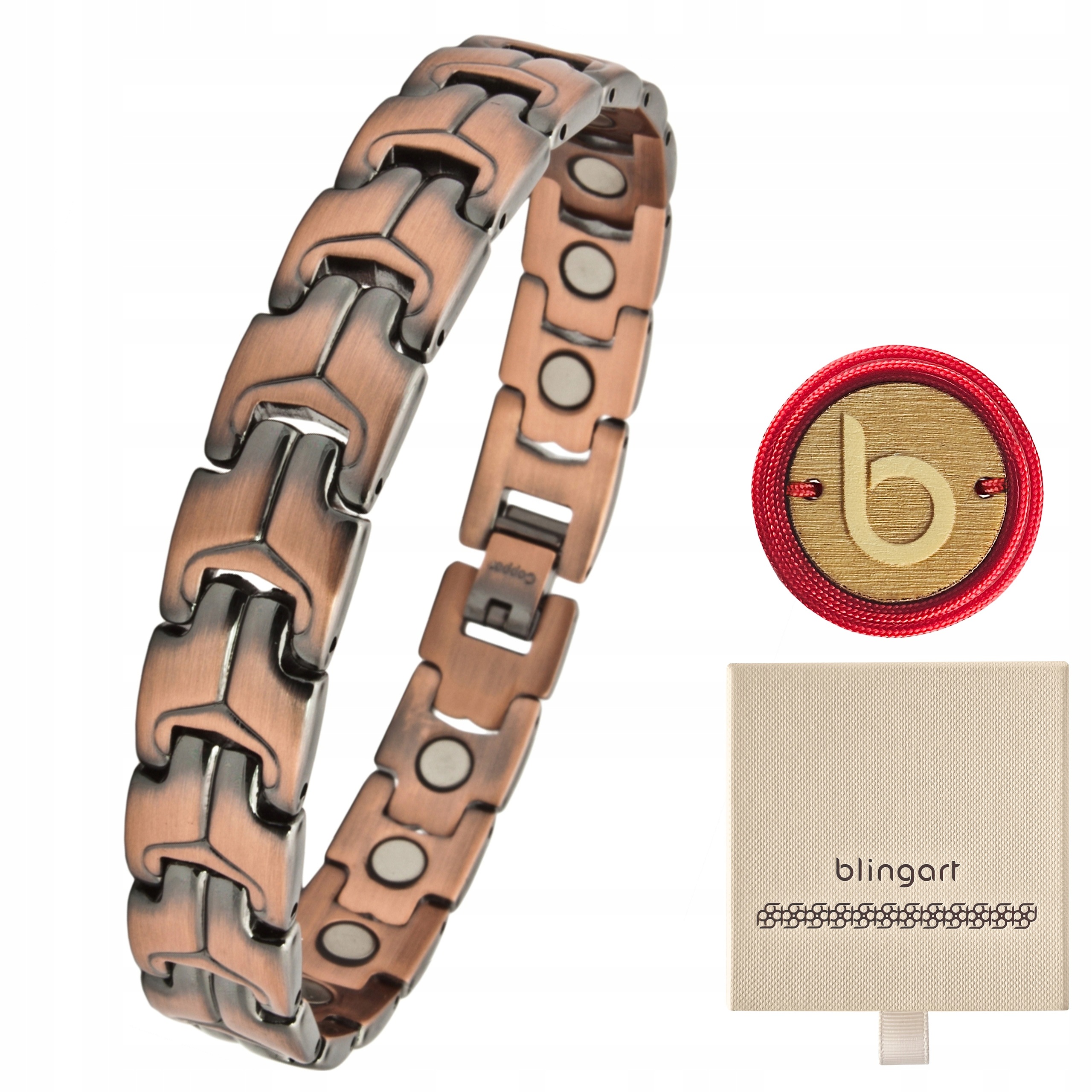 Měděný magnetický náramek pro muže, nastavitelný, Blingart