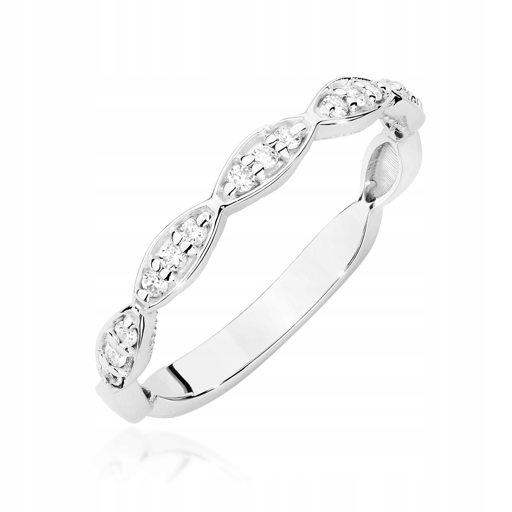 

Białe Złoto pierścionek z Brylantami + Grawer 585