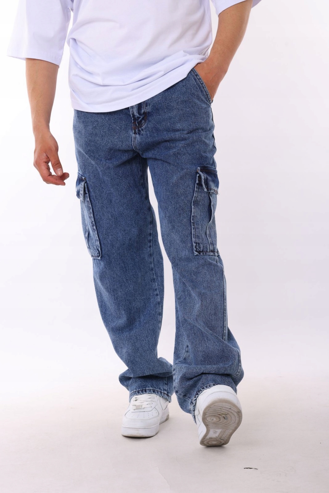 Pánske džínsy Cargo Baggy Nohavice Opustené Krok Voľné 33/32 Značka žiadna značka