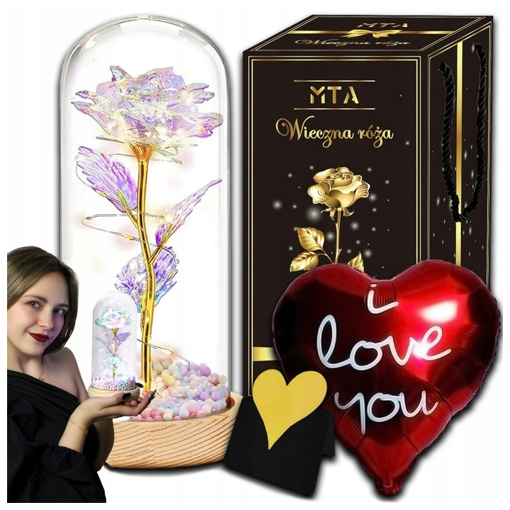 Stabilizovaná Růže Ve Skle Svítící Led Dárek Pro Maminku A Babičku Manželku K Vánocům