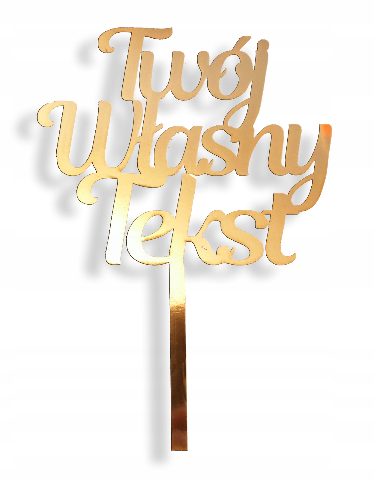 Złoty topper na tort DOWOLNY NAPIS DUZY Waga 10 g