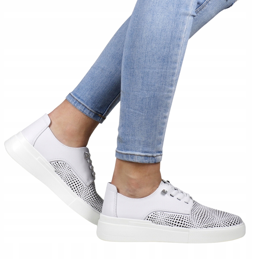 Bílé Tenisky Kožené Polobotky Široké 40