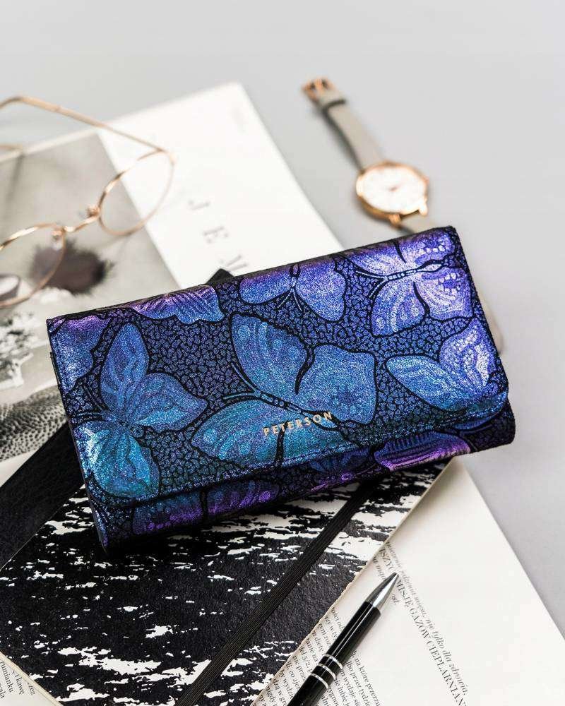 Velká dámská kožená peněženka v horizontální orientaci Peterson