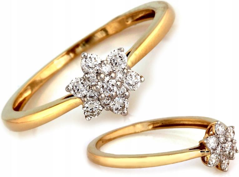 Prstýnek ze zlata 585 14k, vzor květina s brilianty r14 pro ženy