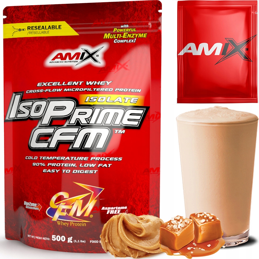 Protein Izolát ultra čistý Amix prášek 500 g příchuť carmel-choco