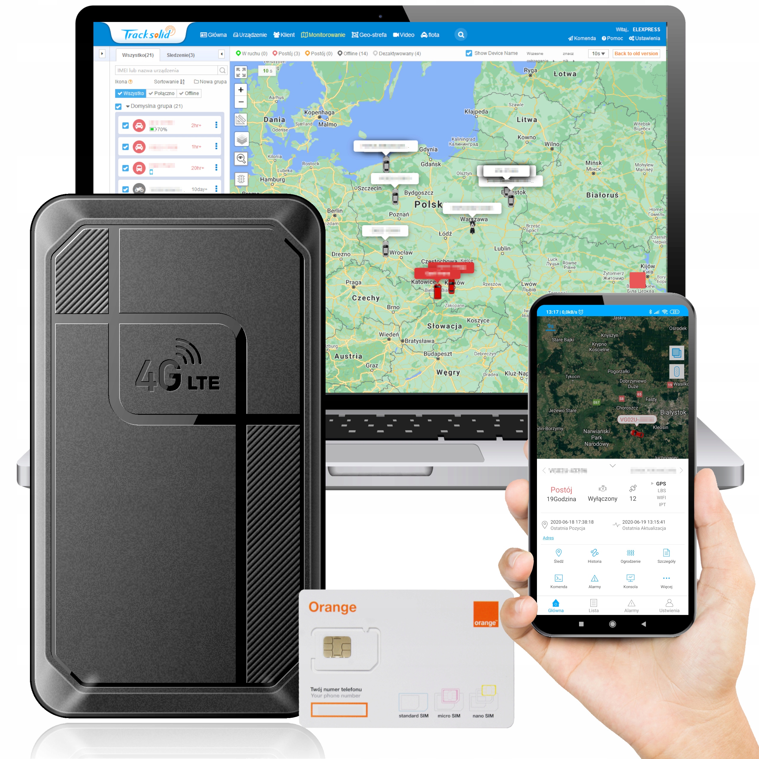 

Lokalizator Gps 4G Magnes Bateria do 3 lat Alarmy