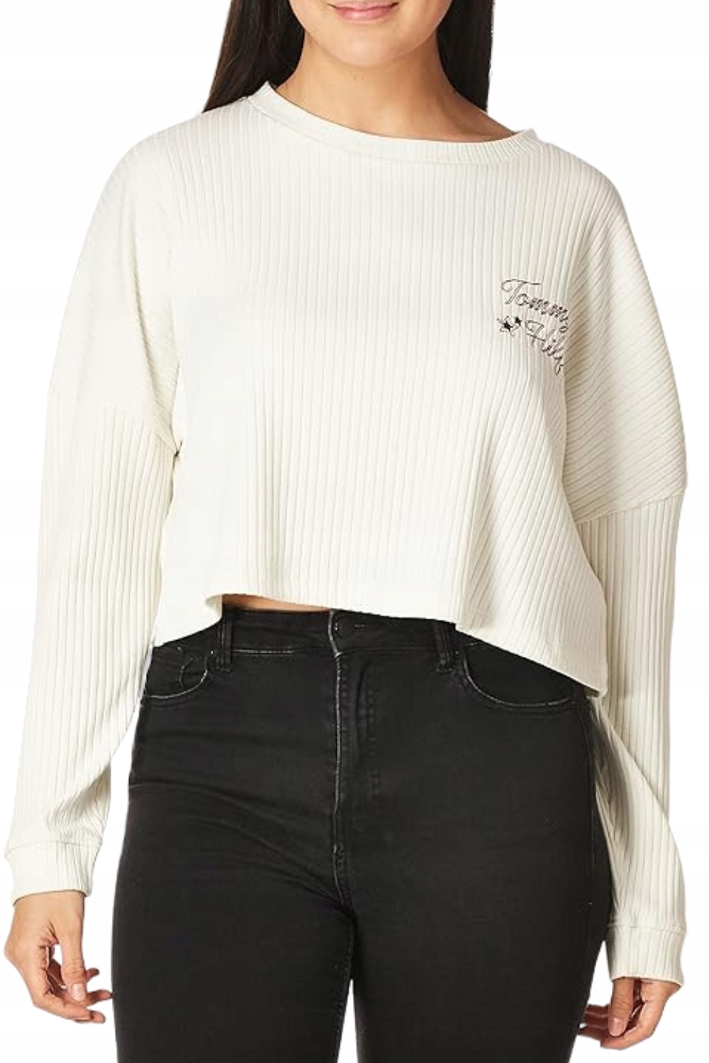 Dámský svetr Tommy Hilfiger pruhovaný, krátký, oversize, velikost XL