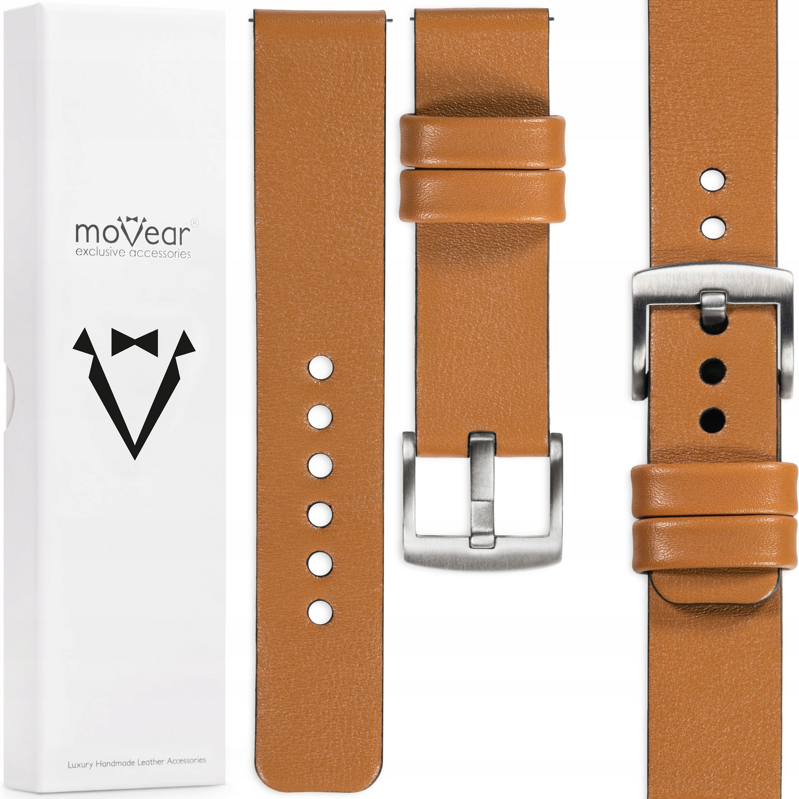 Exkluzivní řemínek 26 mm pro prémiové hodinky, stylový Movear, světle hnědý