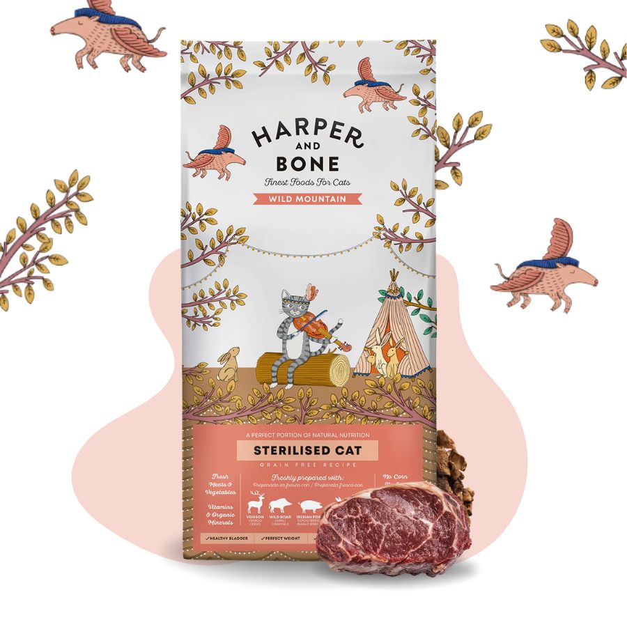 Harper and Bone karma dla kotów sterylizowanych 59% Mięsa Wieprz Łosoś 5kg