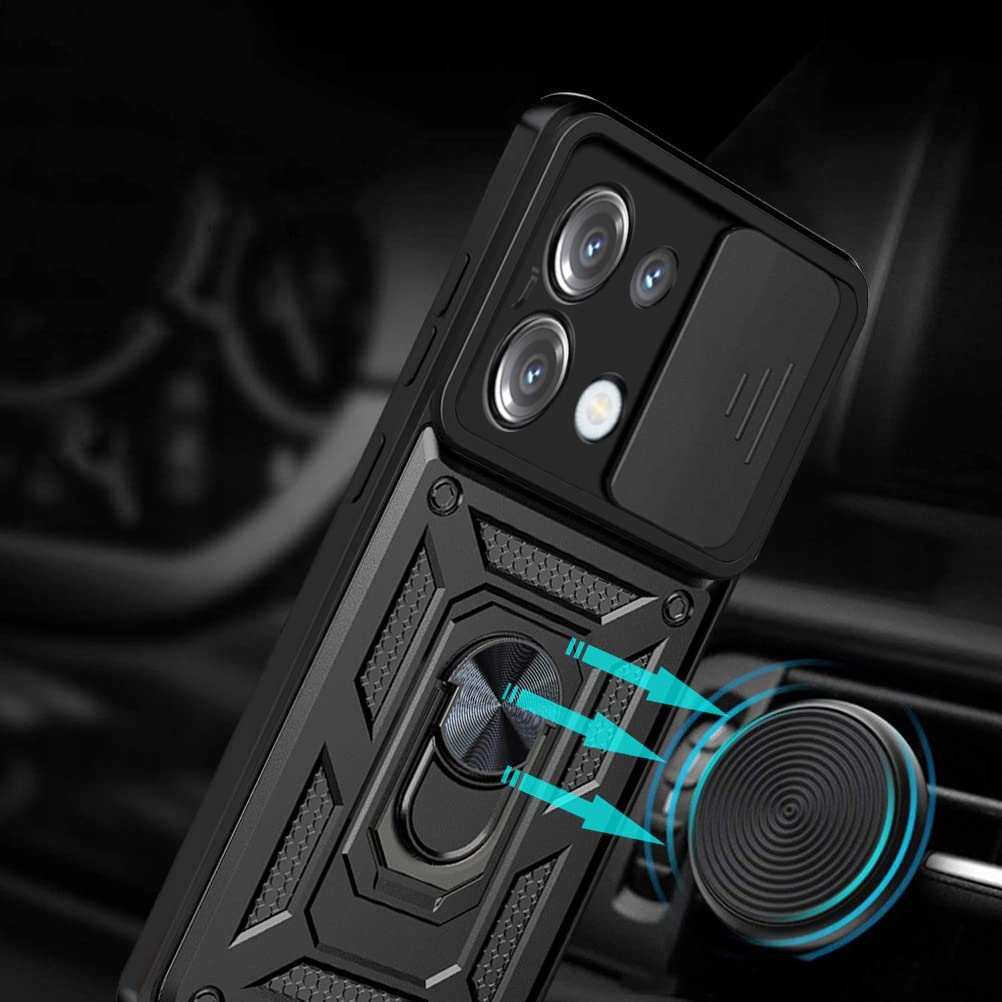 Etui do Xiaomi Redmi Note 13 PRO 4G I PANCERNE 360° RING SLIDE CASE + SZKŁO Marka TeleProtector