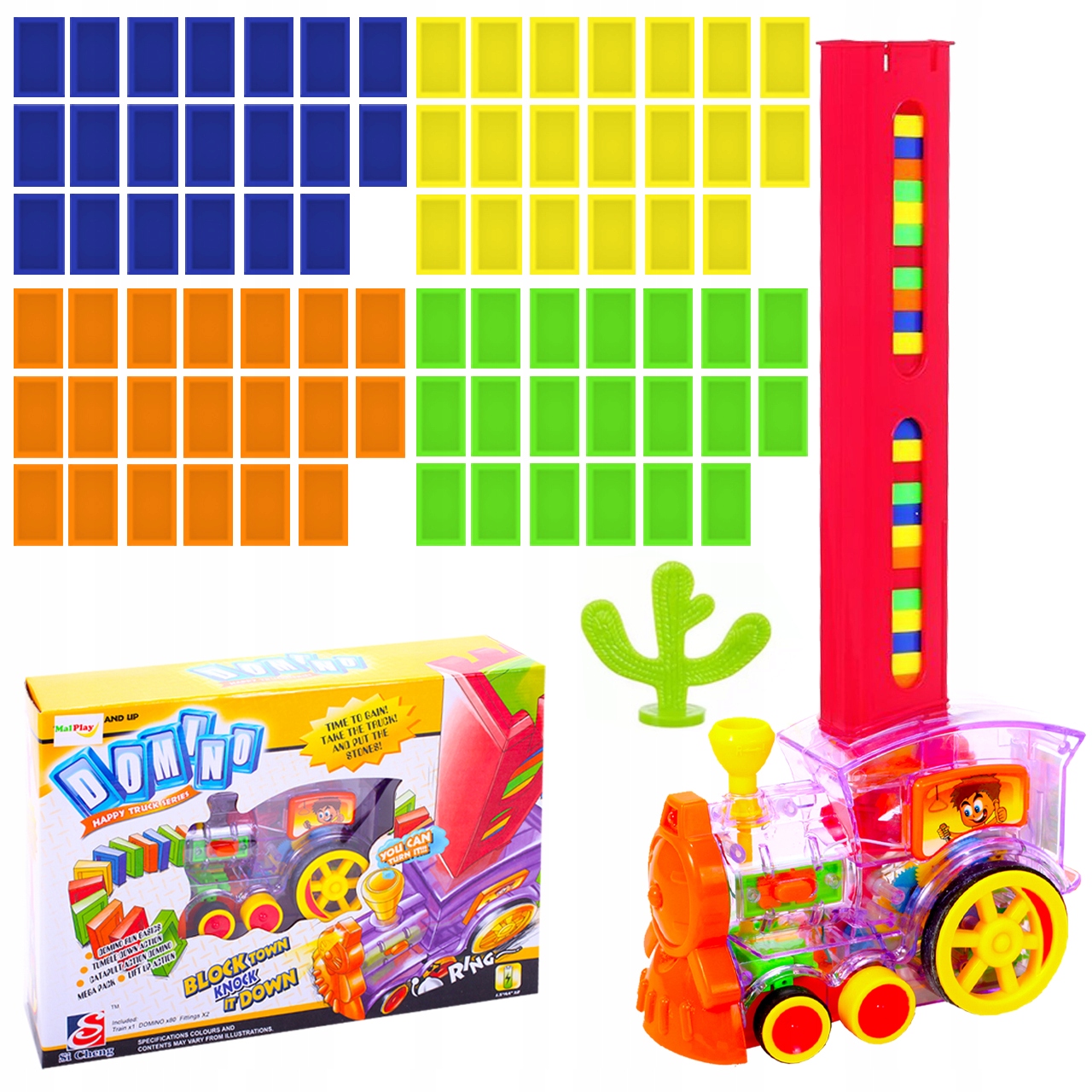 LOKOMOTIVNÍ VLAKOVÉ BLOKY DOMINO TRUCK puzzle Dominantní barva multicolor