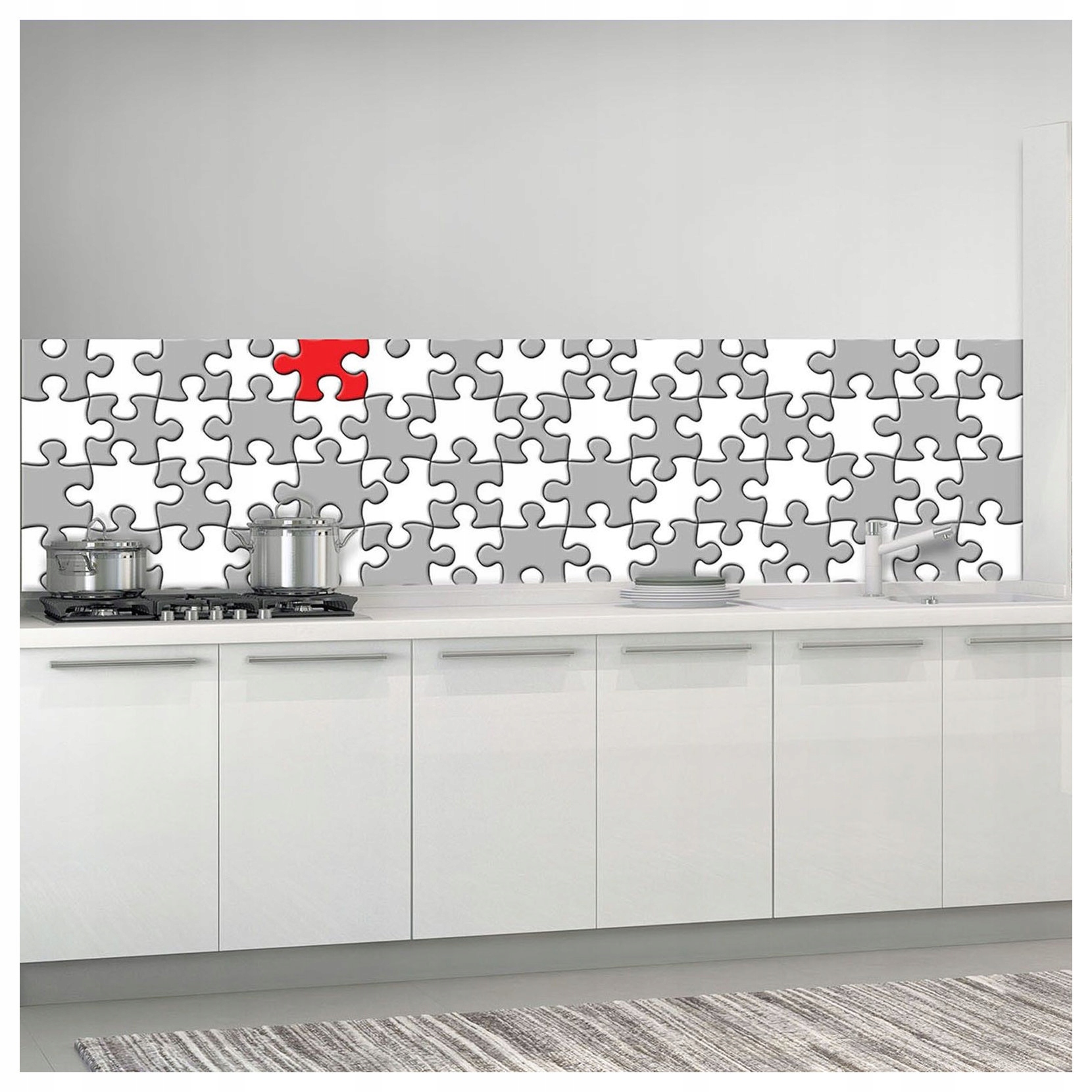 Fototapeta Puzzle Abstrakce Kontrast Šedo-červená 250x60 lepidlo